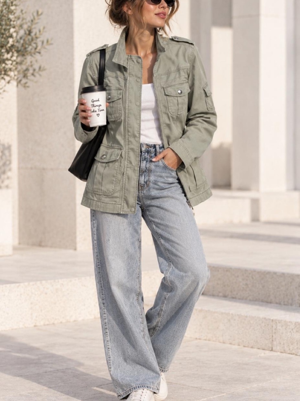 Kensie Light Olive Utility Jacket